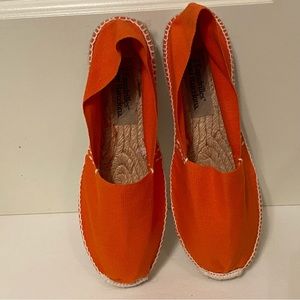 2 ESPADRILLES HANDMADE SHOES FLATS ESPADRILLES ORANGE CANVAS ROPE SIZE 37 SPAIN